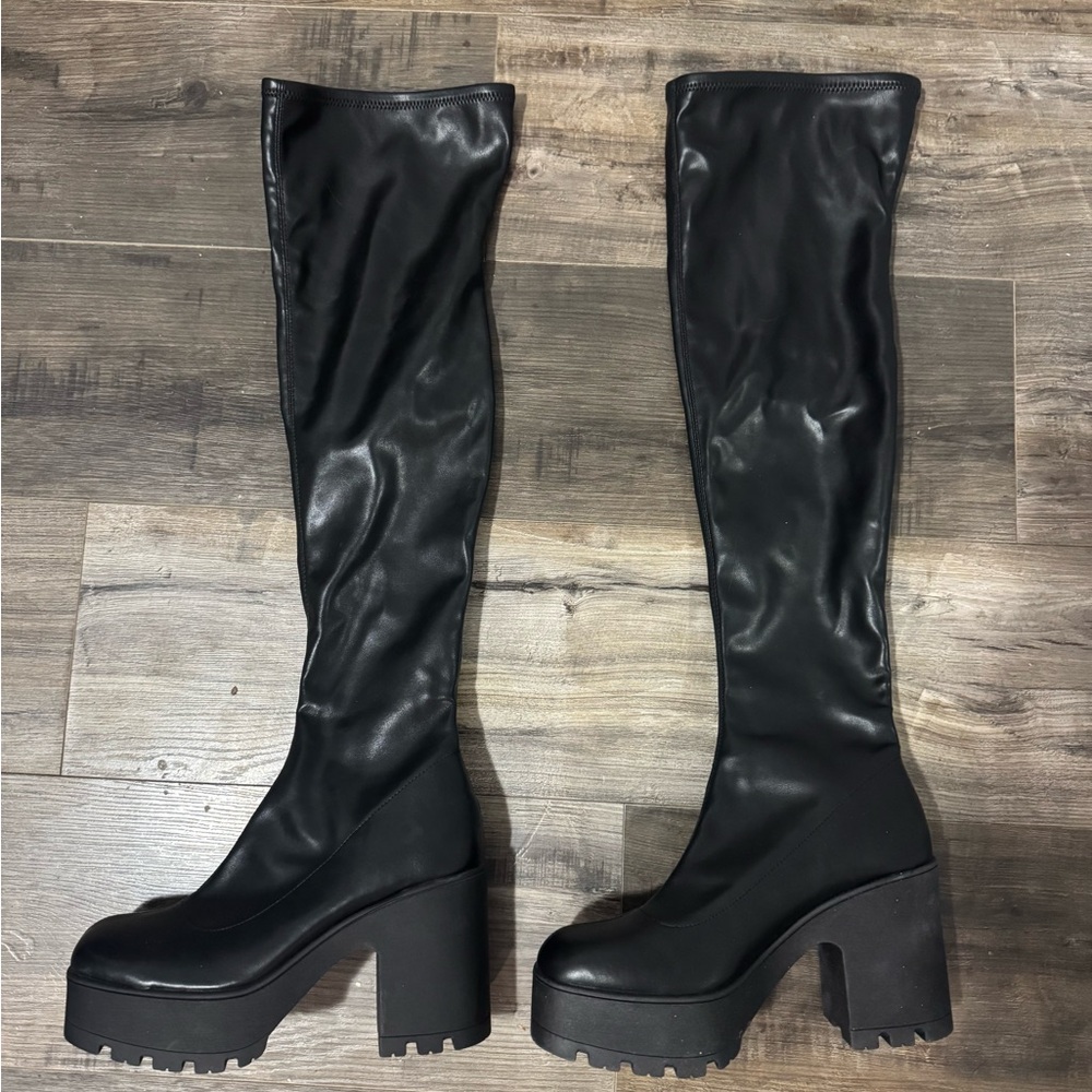 Call It Spring Black Over-the-Knee Boots